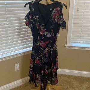 Tahari floral ruffle dress NWOT